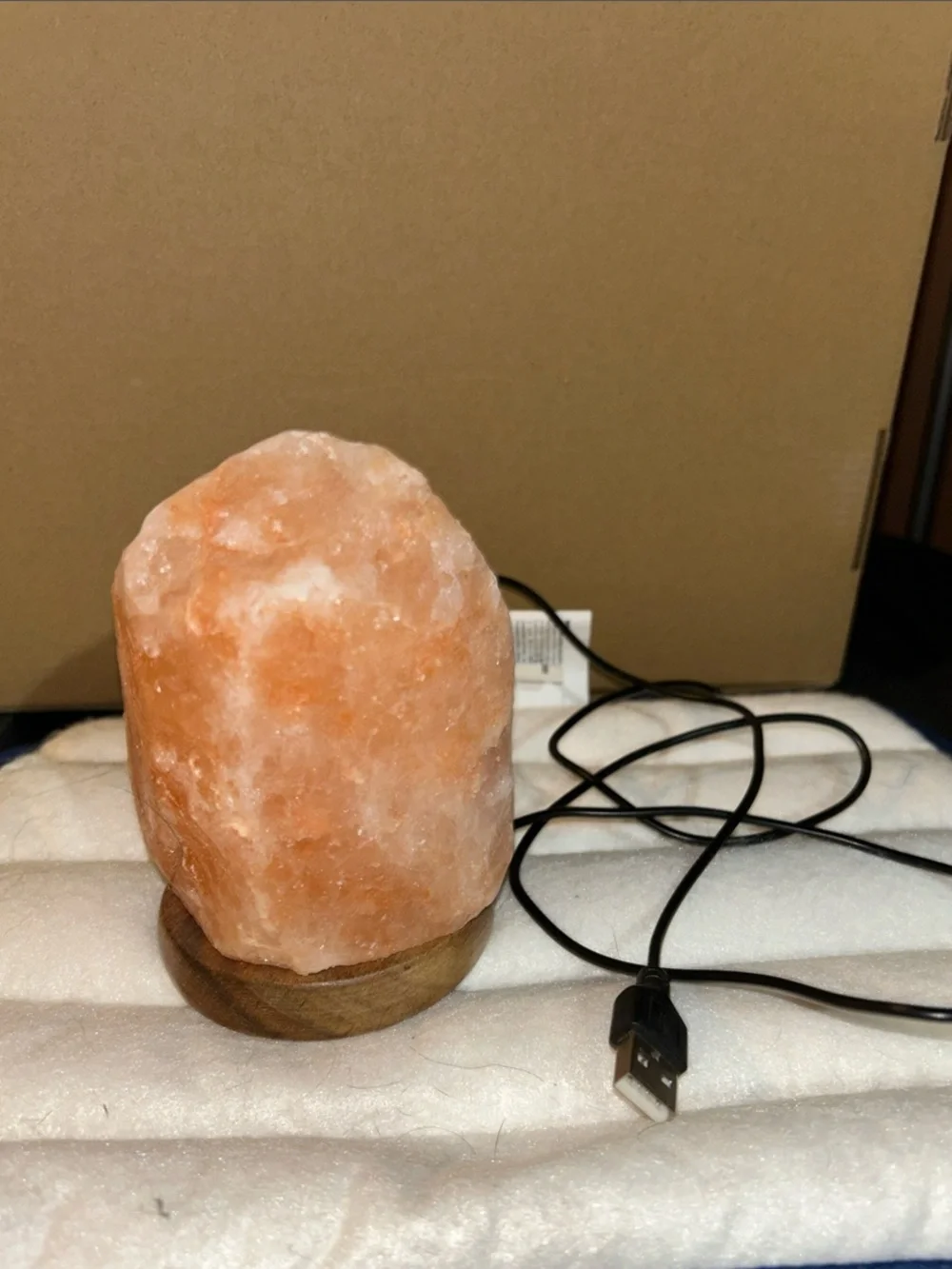 Himalayan Salt Lamp with Wooden Base - Orange